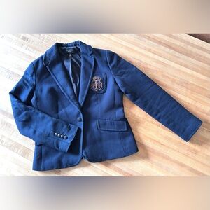 Talbots Dark Blue Blazer with Embroidered Crest